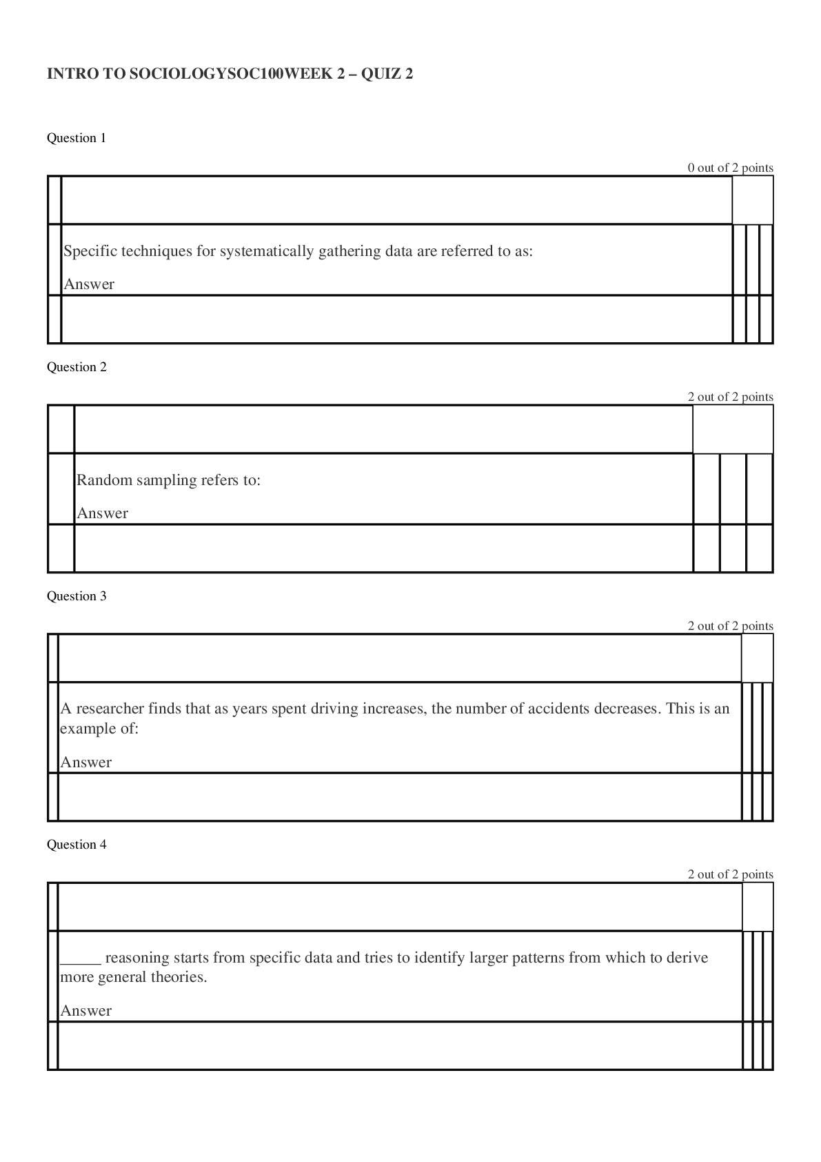 Preview image of SOC 100 Quiz 2 document